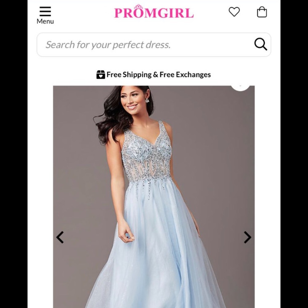 Prom Girl long embellished V-neck prom dress